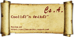 Csollán Anikó névjegykártya